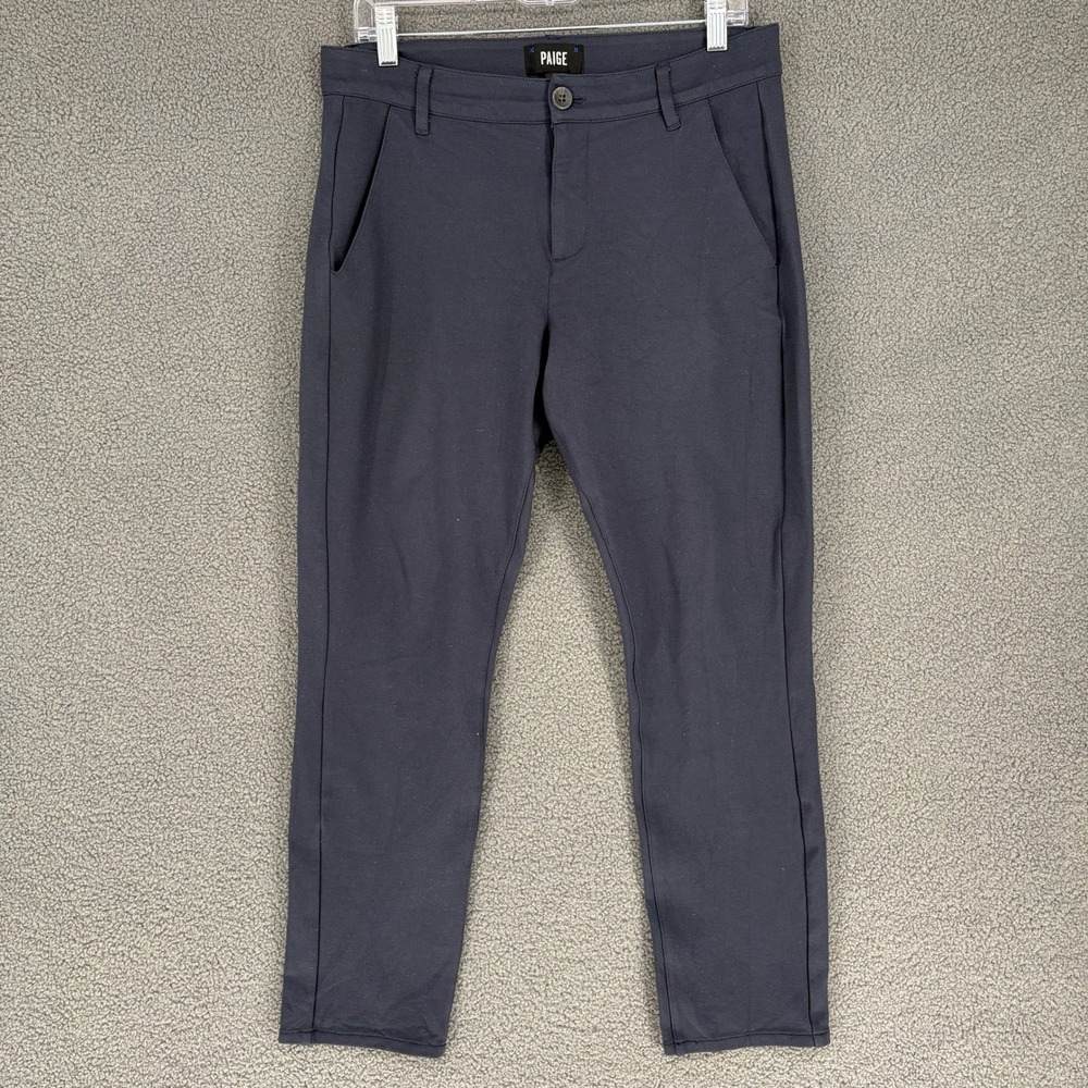 Paige Mens Chino Pants Navy Blue Slim Fit Stretch Size 32 Rayon Blend